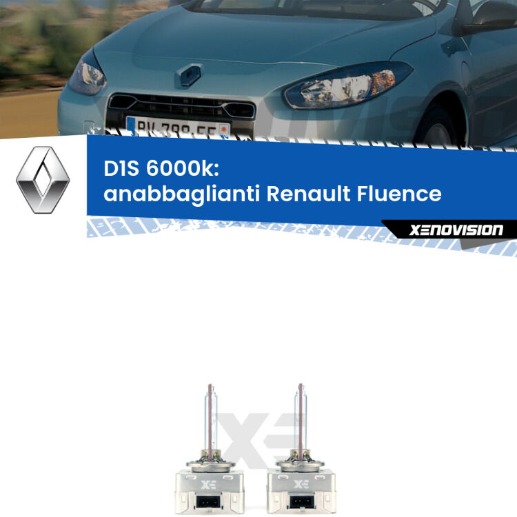 <b>Lampade xenon D1S 6000k Plug&Play</b> di ricambio per fari Anabbaglianti xenon di serie <b>Renault Fluence</b>  2010 - 2015. Qualità Massima, Performance pari alle originali.