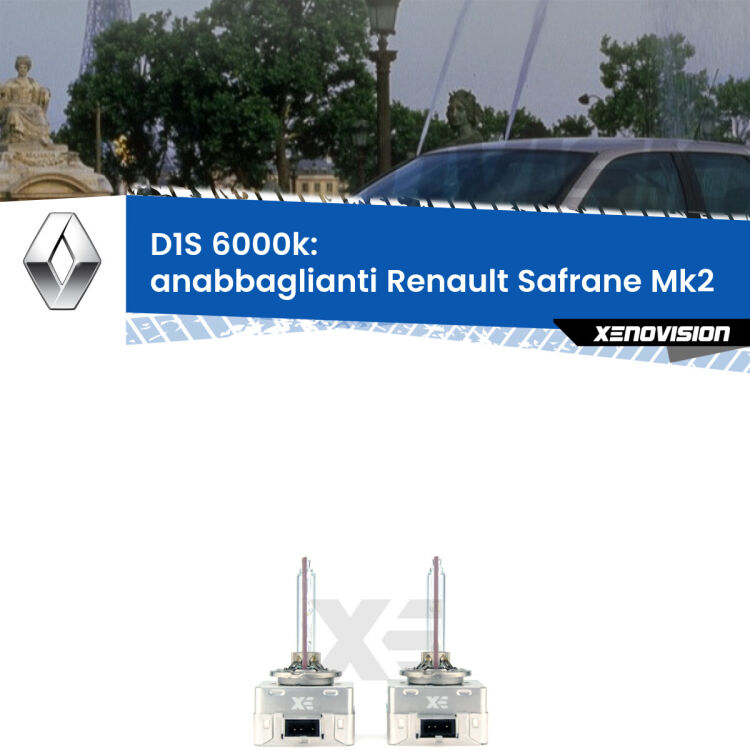 <b>Lampade xenon D1S 6000k Plug&Play</b> di ricambio per fari Anabbaglianti xenon di serie <b>Renault Safrane</b> Mk2 1996 - 2000. Qualità Massima, Performance pari alle originali.