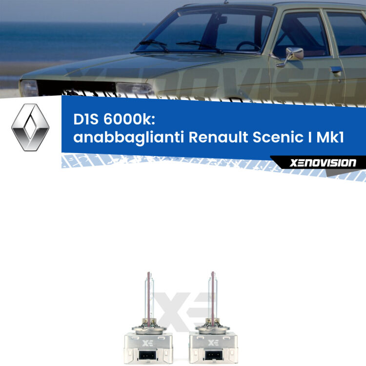 <b>Lampade xenon D1S 6000k Plug&Play</b> di ricambio per fari Anabbaglianti xenon di serie <b>Renault Scenic I</b> Mk1 1996 - 2002. Qualità Massima, Performance pari alle originali.