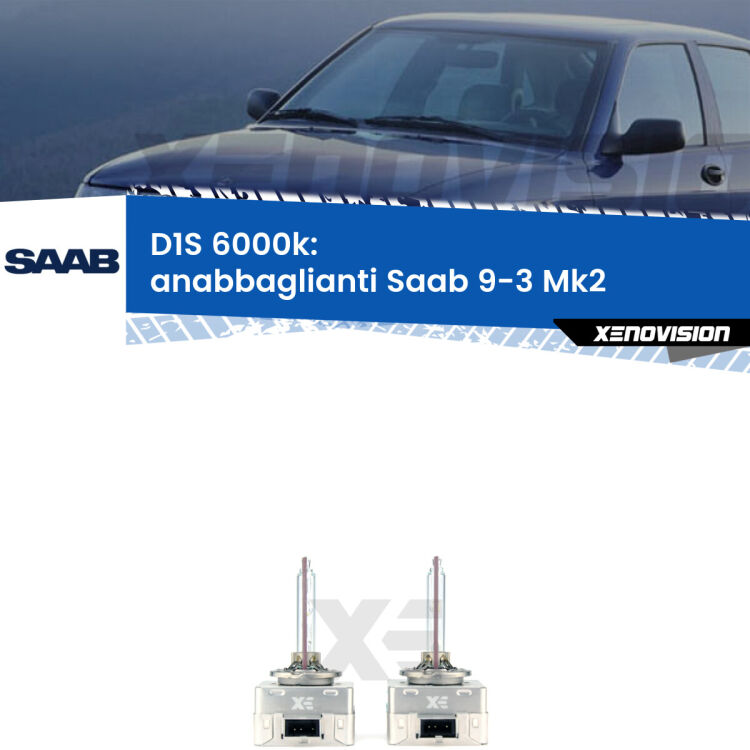 <b>Lampade xenon D1S 6000k Plug&Play</b> di ricambio per fari Anabbaglianti xenon di serie <b>Saab 9-3</b> Mk2 2008 - 2015. Qualità Massima, Performance pari alle originali.