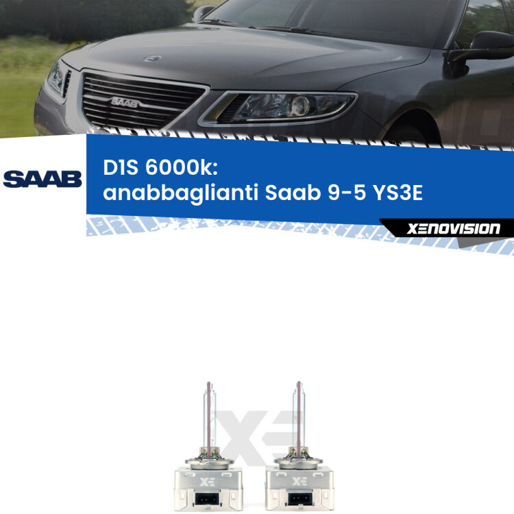<b>Lampade xenon D1S 6000k Plug&Play</b> di ricambio per fari Anabbaglianti xenon di serie <b>Saab 9-5</b> YS3E 1997 - 2010. Qualità Massima, Performance pari alle originali.