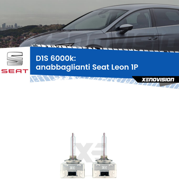 <b>Lampade xenon D1S 6000k Plug&Play</b> di ricambio per fari Anabbaglianti xenon di serie <b>Seat Leon</b> 1P 2005 - 2012. Qualità Massima, Performance pari alle originali.