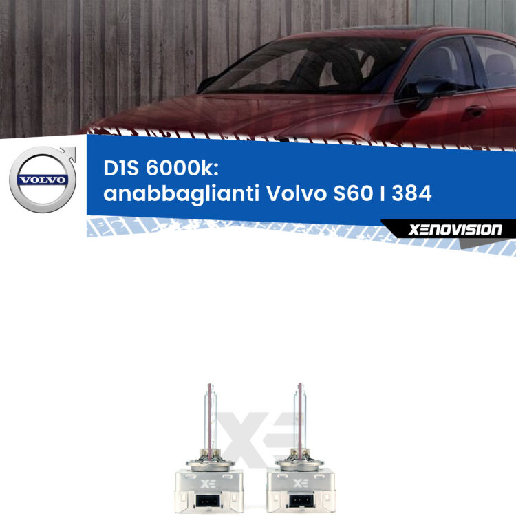 <b>Lampade xenon D1S 6000k Plug&Play</b> di ricambio per fari Anabbaglianti xenon di serie <b>Volvo S60 I</b> 384 2000 - 2010. Qualità Massima, Performance pari alle originali.