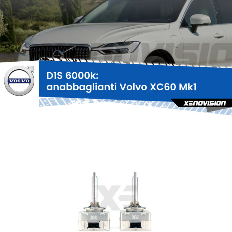 <b>Lampade xenon D1S 6000k Plug&Play</b> di ricambio per fari Anabbaglianti xenon di serie <b>Volvo XC60</b> Mk1 2008 - 2013. Qualità Massima, Performance pari alle originali.