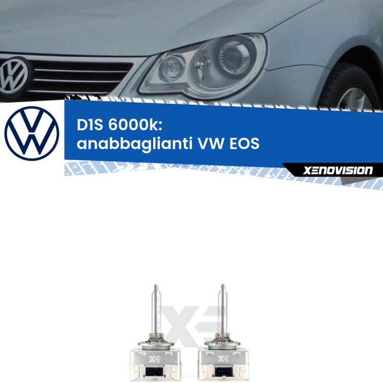 <b>Lampade xenon D1S 6000k Plug&Play</b> di ricambio per fari Anabbaglianti xenon di serie <b>VW EOS</b>  2006 - 2010. Qualità Massima, Performance pari alle originali.