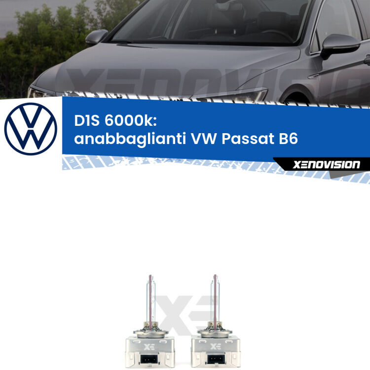 <b>Lampade xenon D1S 6000k Plug&Play</b> di ricambio per fari Anabbaglianti xenon di serie <b>VW Passat</b> B6 2005 - 2010. Qualità Massima, Performance pari alle originali.