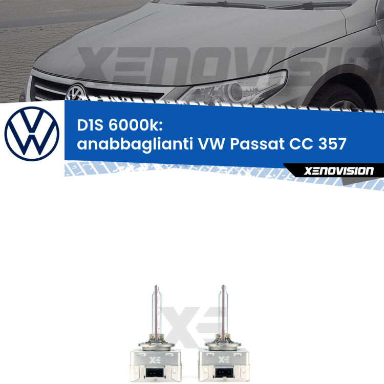 <b>Lampade xenon D1S 6000k Plug&Play</b> di ricambio per fari Anabbaglianti xenon di serie <b>VW Passat CC</b> 357 2008 - 2012. Qualità Massima, Performance pari alle originali.