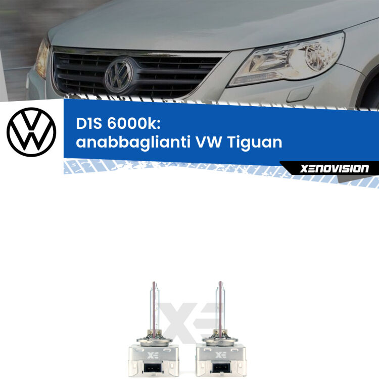 Lampade Xenon D1S per Anabbaglianti VW Tiguan  2007 - 2011 <b>Lampade xenon D1S 6000k Plug&Play</b> di ricambio per fari Anabbaglianti xenon di serie <b>VW Tiguan</b>  2007 - 2011. Qualità Massima, Performance pari alle originali.