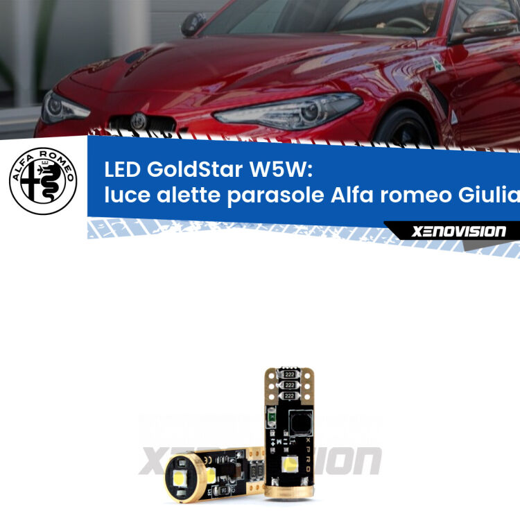 <strong>Luce Alette Parasole LED Alfa romeo Giulia</strong>  2015 in poi: ottima luminosità a 360 gradi. Si inseriscono ovunque. Canbus, Top Quality.
