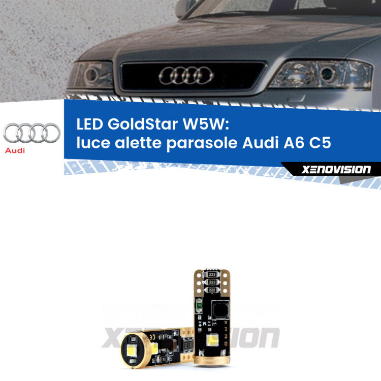 <strong>Luce Alette Parasole LED Audi A6</strong> C5 1997 - 2004: ottima luminosità a 360 gradi. Si inseriscono ovunque. Canbus, Top Quality.