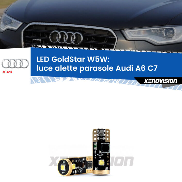 <strong>Luce Alette Parasole LED Audi A6</strong> C7 2010 - 2018: ottima luminosità a 360 gradi. Si inseriscono ovunque. Canbus, Top Quality.