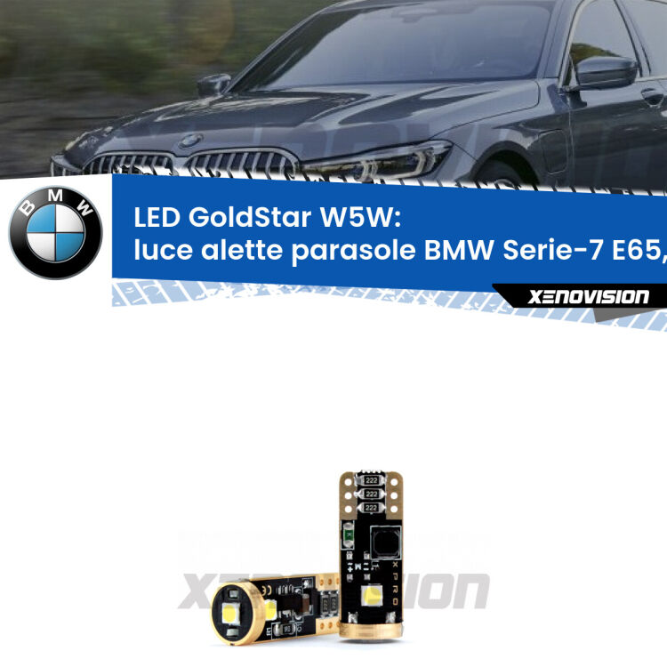 <strong>Luce Alette Parasole LED BMW Serie-7</strong> E65, E66, E67 2001 - 2008: ottima luminosità a 360 gradi. Si inseriscono ovunque. Canbus, Top Quality.