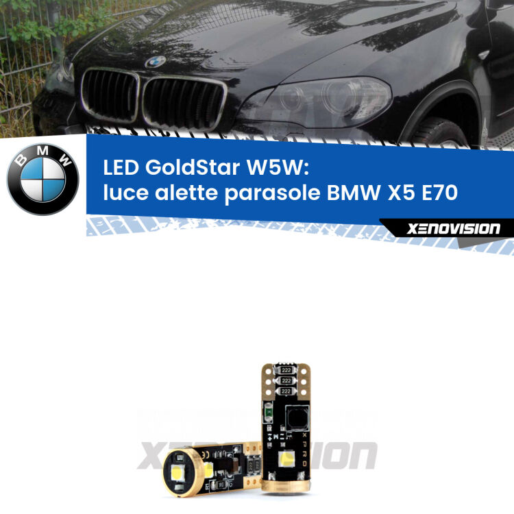 <strong>Luce Alette Parasole LED BMW X5</strong> E70 2006 - 2013: ottima luminosità a 360 gradi. Si inseriscono ovunque. Canbus, Top Quality.