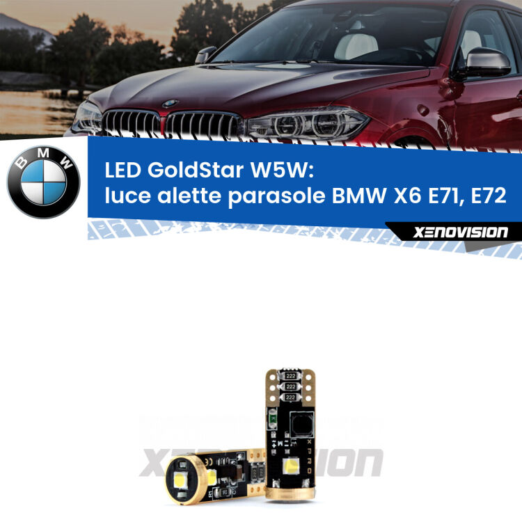 <strong>Luce Alette Parasole LED BMW X6</strong> E71, E72 2008 - 2014: ottima luminosità a 360 gradi. Si inseriscono ovunque. Canbus, Top Quality.