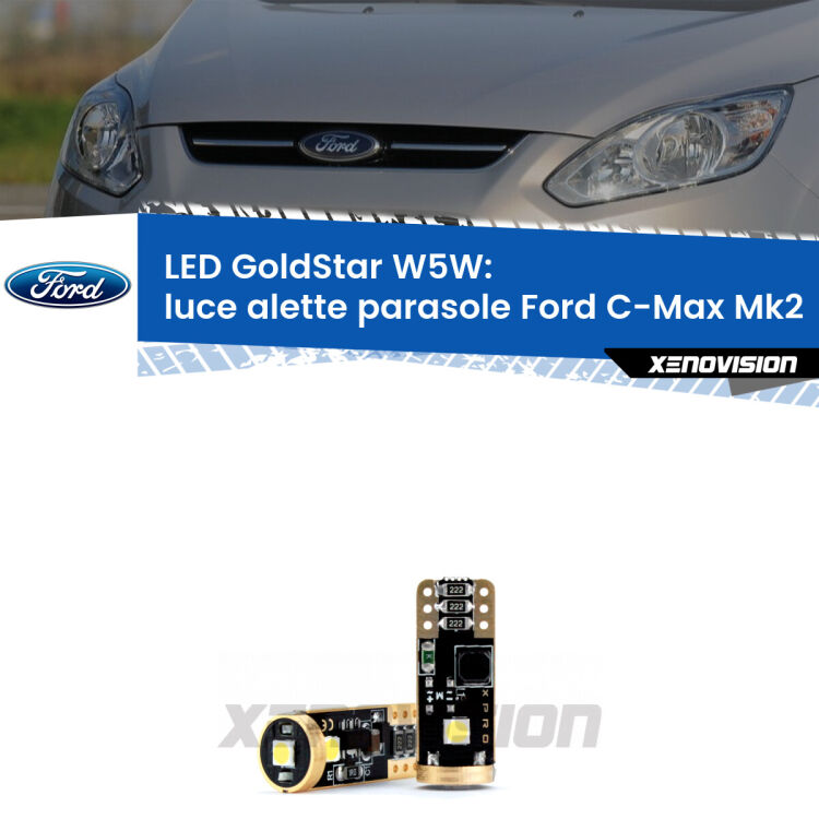 <strong>Luce Alette Parasole LED Ford C-Max</strong> Mk2 2011 - 2019: ottima luminosità a 360 gradi. Si inseriscono ovunque. Canbus, Top Quality.