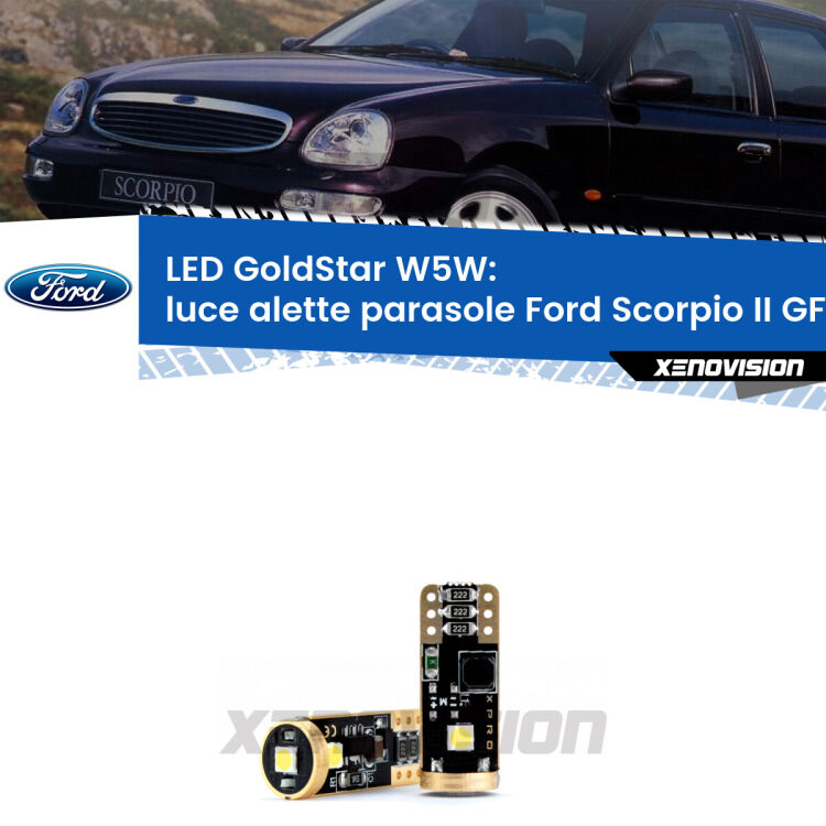 <strong>Luce Alette Parasole LED Ford Scorpio II</strong> GFR, GGR 1994 - 1998: ottima luminosità a 360 gradi. Si inseriscono ovunque. Canbus, Top Quality.