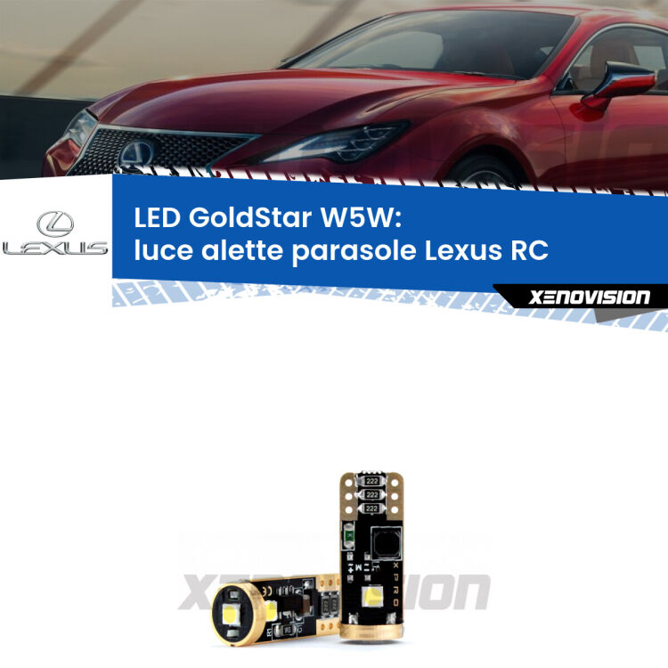 <strong>Luce Alette Parasole LED Lexus RC</strong>  2014 in poi: ottima luminosità a 360 gradi. Si inseriscono ovunque. Canbus, Top Quality.