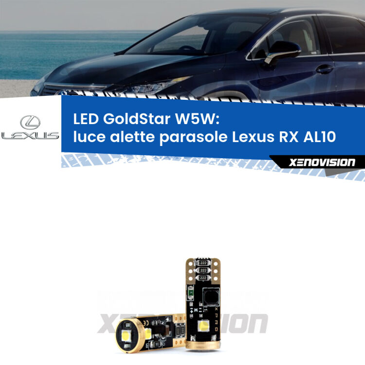 <strong>Luce Alette Parasole LED Lexus RX</strong> AL10 2008 - 2015: ottima luminosità a 360 gradi. Si inseriscono ovunque. Canbus, Top Quality.