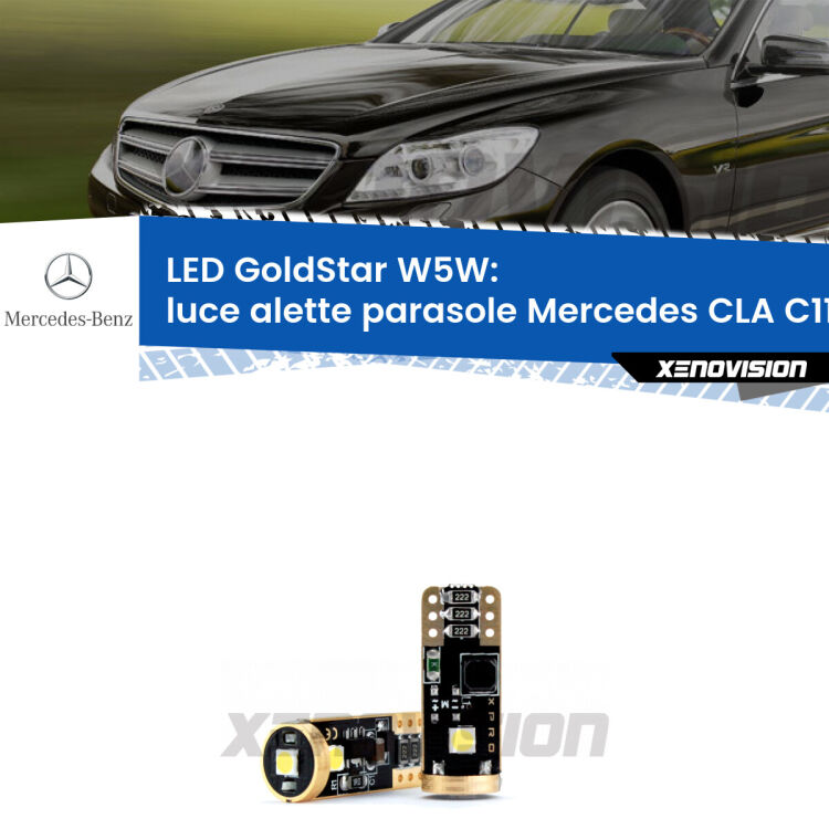<strong>Luce Alette Parasole LED Mercedes CLA</strong> C117 2012 - 2019: ottima luminosità a 360 gradi. Si inseriscono ovunque. Canbus, Top Quality.