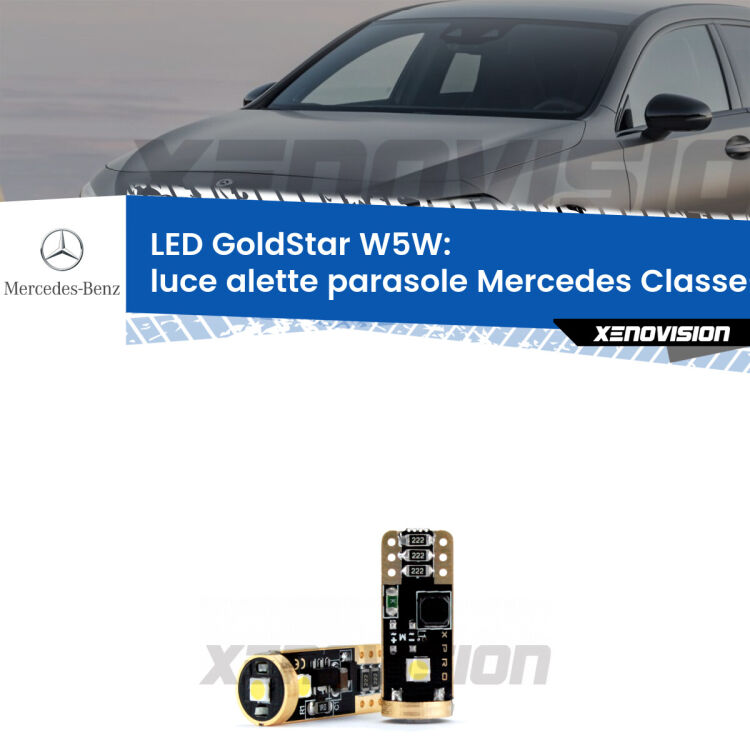 <strong>Luce Alette Parasole LED Mercedes Classe-A</strong> W176 2012 - 2018: ottima luminosità a 360 gradi. Si inseriscono ovunque. Canbus, Top Quality.