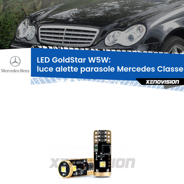 <strong>Luce Alette Parasole LED Mercedes Classe-C</strong> W203 2000 - 2007: ottima luminosità a 360 gradi. Si inseriscono ovunque. Canbus, Top Quality.