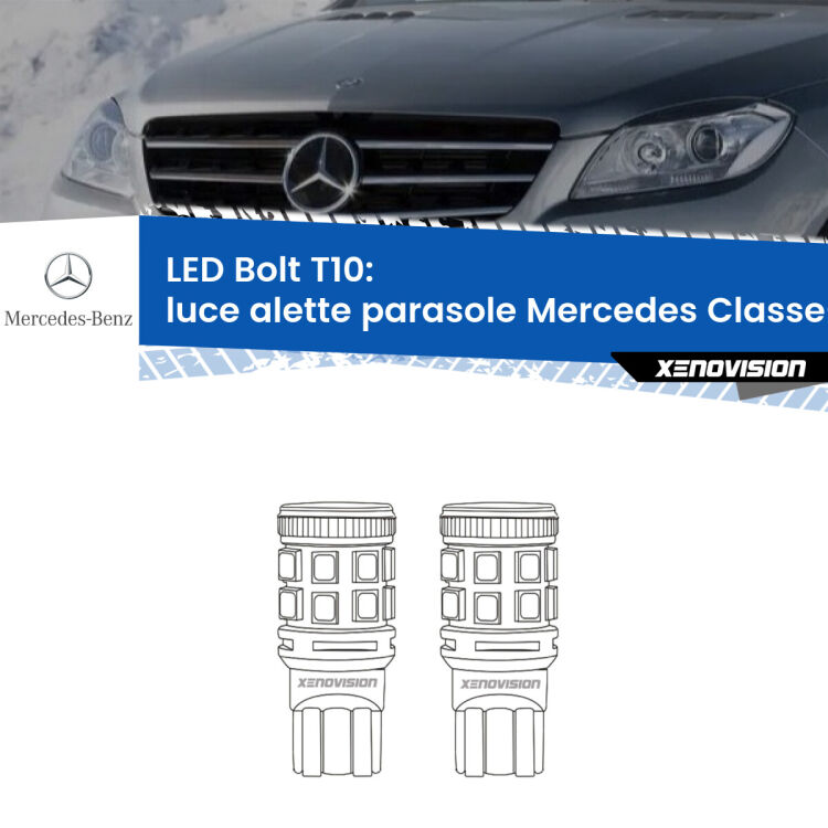 0 Luce Alette Parasole LED Mercedes Classe-M W166 2011 - 2015: T10 Bolt <strong>Luce Alette Parasole LED per Mercedes Classe-M</strong> W166 2011 - 2015. Coppia lampade <strong>T10</strong> modello Bolt canbus.