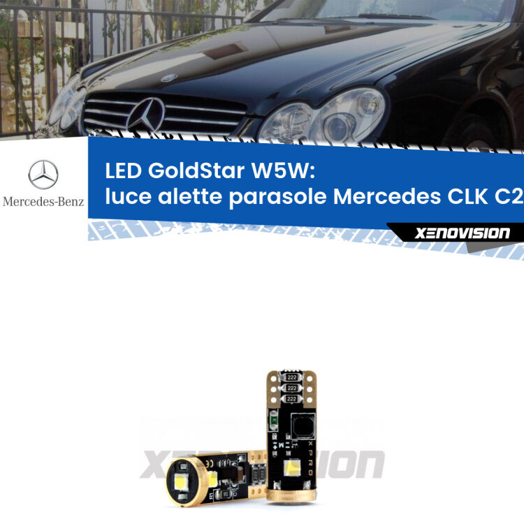 <strong>Luce Alette Parasole LED Mercedes CLK</strong> C209 2002 - 2009: ottima luminosità a 360 gradi. Si inseriscono ovunque. Canbus, Top Quality.