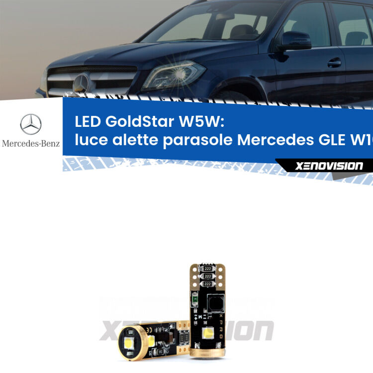 <strong>Luce Alette Parasole LED Mercedes GLE</strong> W166 2015 - 2018: ottima luminosità a 360 gradi. Si inseriscono ovunque. Canbus, Top Quality.