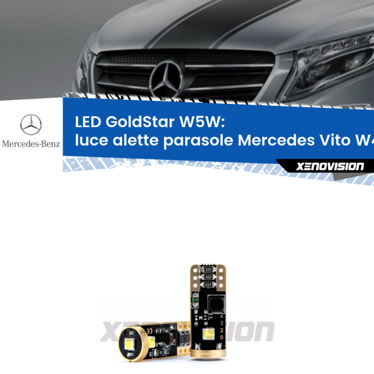 <strong>Luce Alette Parasole LED Mercedes Vito</strong> W447 2014 in poi: ottima luminosità a 360 gradi. Si inseriscono ovunque. Canbus, Top Quality.