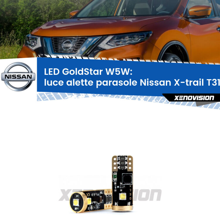 <strong>Luce Alette Parasole LED Nissan X-trail</strong> T31 2007 - 2014: ottima luminosità a 360 gradi. Si inseriscono ovunque. Canbus, Top Quality.