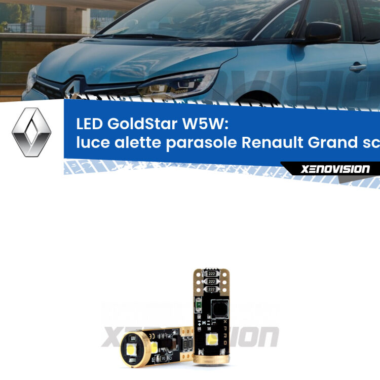 <strong>Luce Alette Parasole LED Renault Grand scenic III</strong> Mk3 2009 - 2015: ottima luminosità a 360 gradi. Si inseriscono ovunque. Canbus, Top Quality.