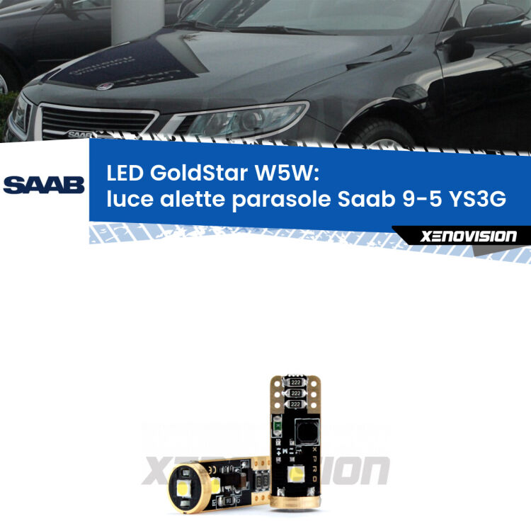 <strong>Luce Alette Parasole LED Saab 9-5</strong> YS3G 2010 - 2012: ottima luminosità a 360 gradi. Si inseriscono ovunque. Canbus, Top Quality.