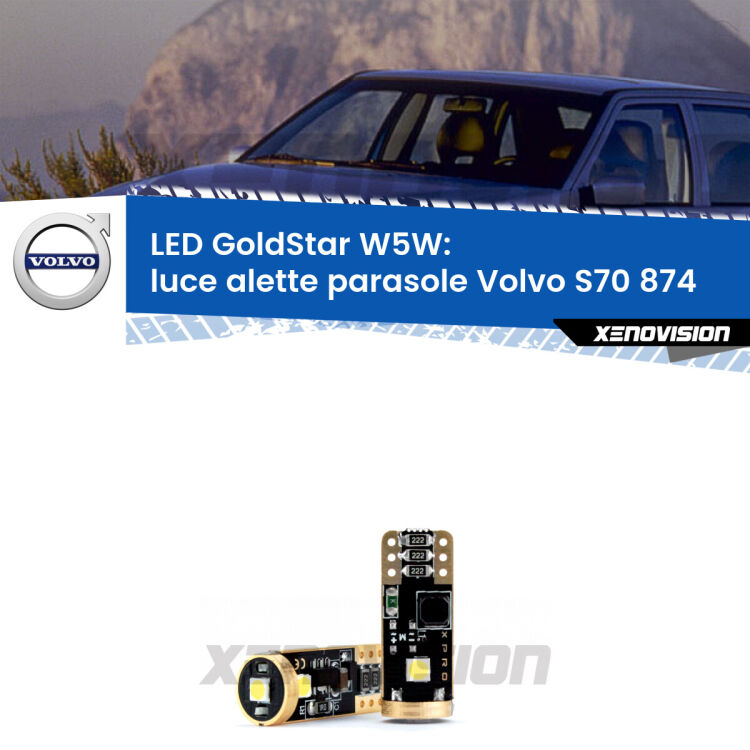 <strong>Luce Alette Parasole LED Volvo S70</strong> 874 1997 - 2000: ottima luminosità a 360 gradi. Si inseriscono ovunque. Canbus, Top Quality.