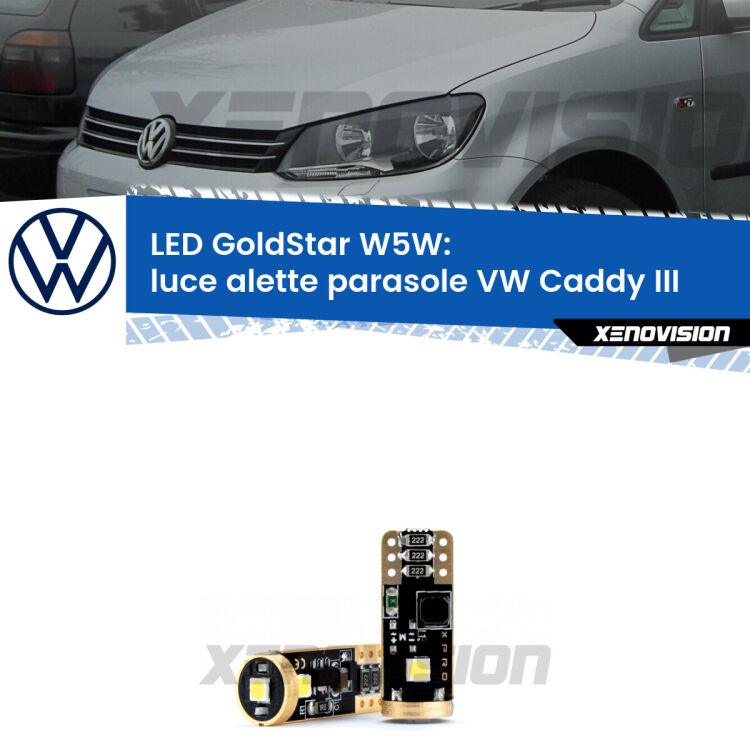 <strong>Luce Alette Parasole LED VW Caddy III</strong>  2004 - 2015: ottima luminosità a 360 gradi. Si inseriscono ovunque. Canbus, Top Quality.