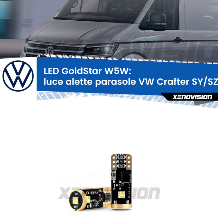 <strong>Luce Alette Parasole LED VW Crafter</strong> SY/SZ 2016 in poi: ottima luminosità a 360 gradi. Si inseriscono ovunque. Canbus, Top Quality.
