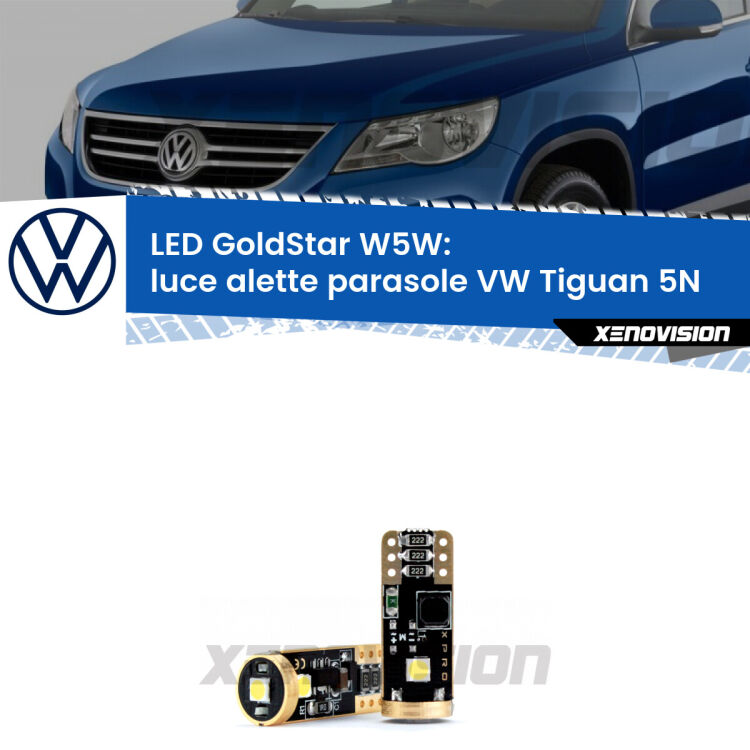 <strong>Luce Alette Parasole LED VW Tiguan</strong> 5N 2007 - 2018: ottima luminosità a 360 gradi. Si inseriscono ovunque. Canbus, Top Quality.