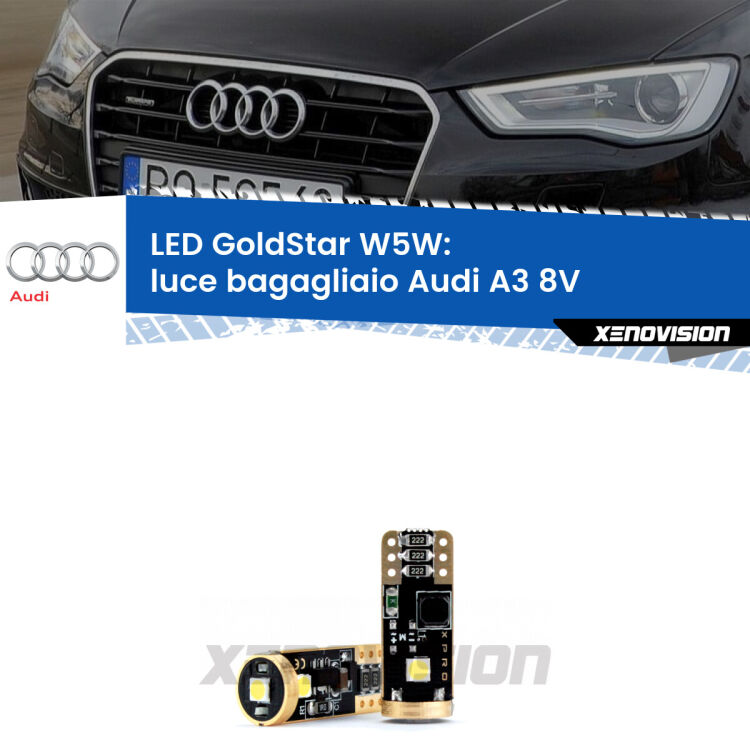 <strong>Luce Bagagliaio LED Audi A3</strong> 8V 2013 - 2020: ottima luminosità a 360 gradi. Si inseriscono ovunque. Canbus, Top Quality.
