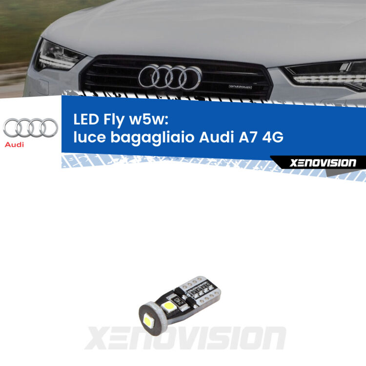 <strong>luce bagagliaio LED per Audi A7</strong> 4G 2010 - 2018. Coppia lampadine <strong>w5w</strong> Canbus compatte modello Fly Xenovision.
