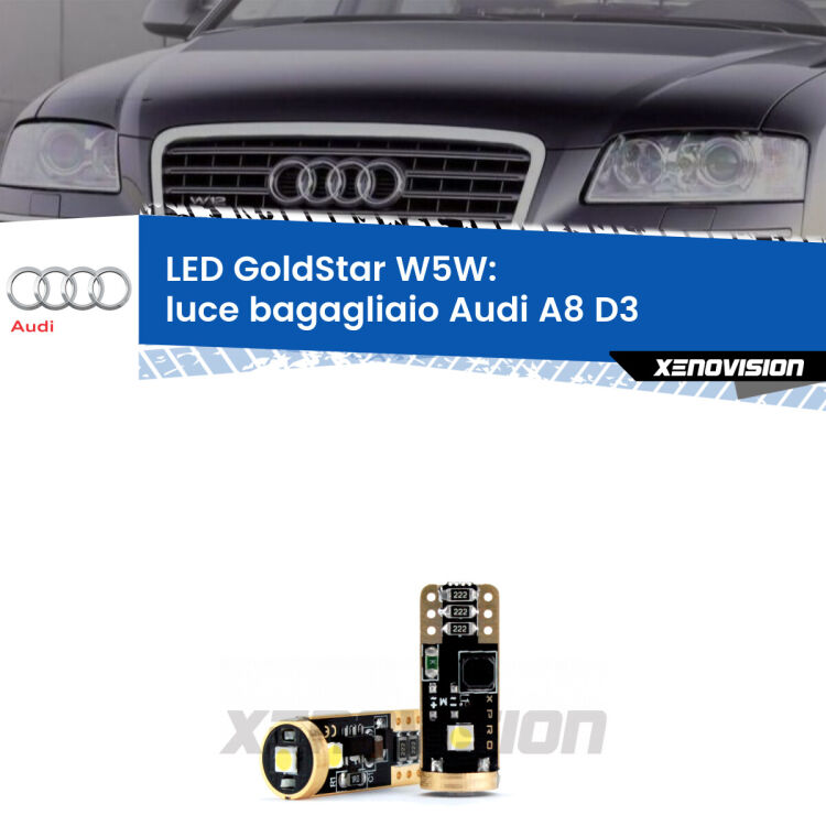 <strong>Luce Bagagliaio LED Audi A8</strong> D3 2002 - 2009: ottima luminosità a 360 gradi. Si inseriscono ovunque. Canbus, Top Quality.