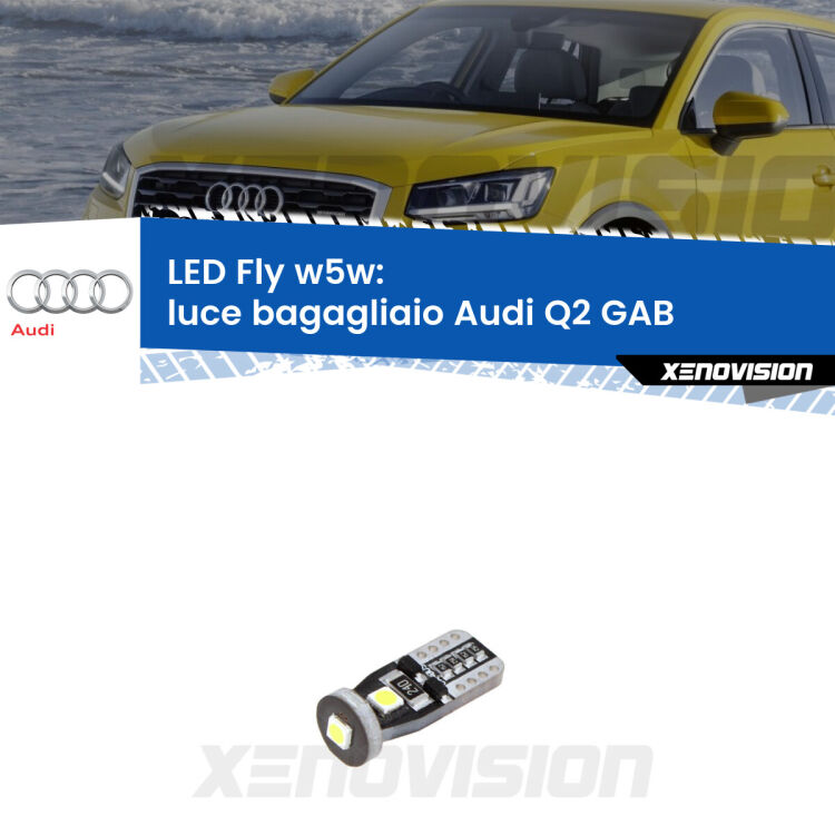 <strong>luce bagagliaio LED per Audi Q2</strong> GAB 2016 - 2018. Coppia lampadine <strong>w5w</strong> Canbus compatte modello Fly Xenovision.