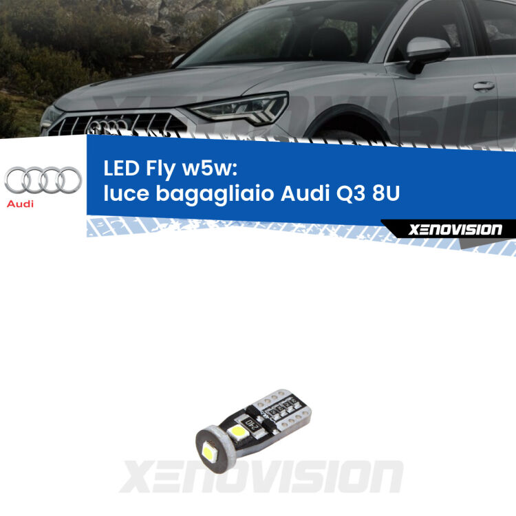 <strong>luce bagagliaio LED per Audi Q3</strong> 8U 2011 - 2018. Coppia lampadine <strong>w5w</strong> Canbus compatte modello Fly Xenovision.