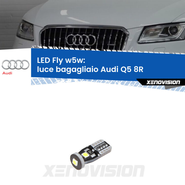 <strong>luce bagagliaio LED per Audi Q5</strong> 8R 2008 - 2017. Coppia lampadine <strong>w5w</strong> Canbus compatte modello Fly Xenovision.