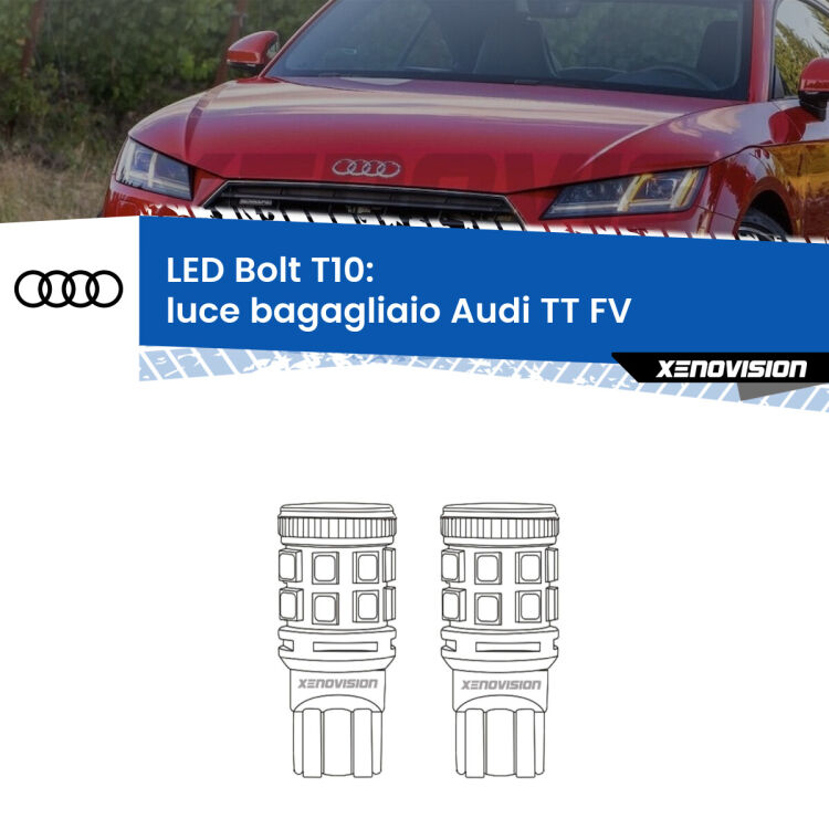 0 Luce Bagagliaio LED Audi TT FV 2014 - 2018: T10 Bolt <strong>Luce Bagagliaio LED per Audi TT</strong> FV 2014 - 2018. Coppia lampade <strong>T10</strong> modello Bolt canbus.