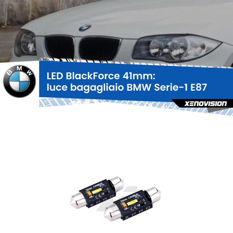 <strong>LED luce bagagliaio 41mm per BMW Serie-1</strong> E87 2003 - 2012. Coppia lampadine <strong>C5W</strong>modello BlackForce Xenovision.