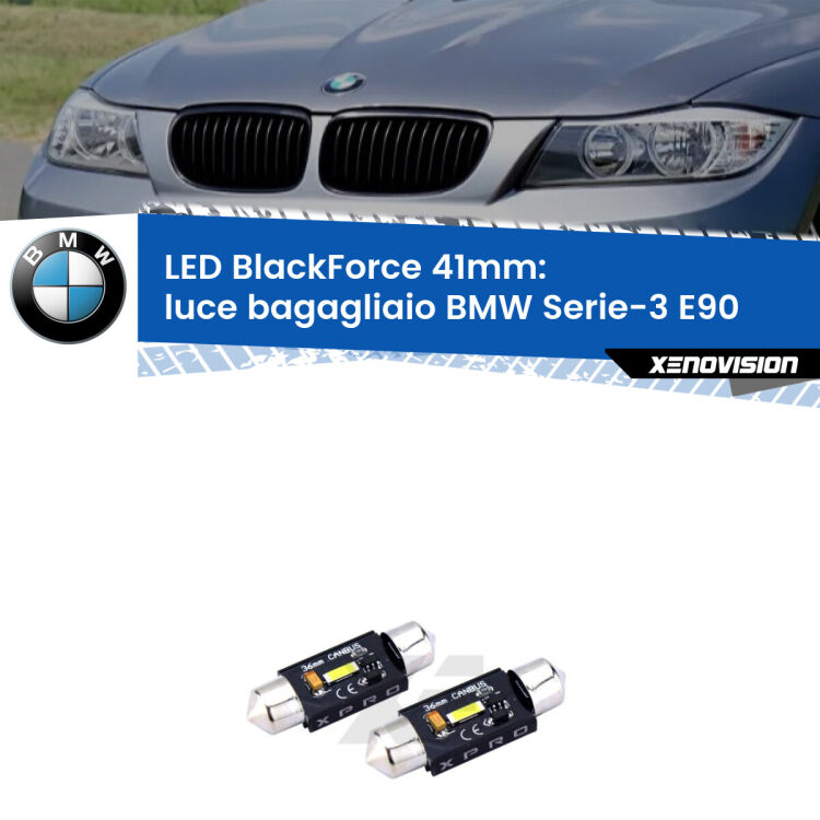 <strong>LED luce bagagliaio 41mm per BMW Serie-3</strong> E90 2005 - 2011. Coppia lampadine <strong>C5W</strong>modello BlackForce Xenovision.