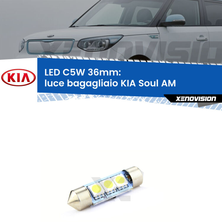 LED Luce Bagagliaio KIA Soul AM 2009 - 2014. Una lampadina led innesto C5W 36mm canbus estremamente longeva.