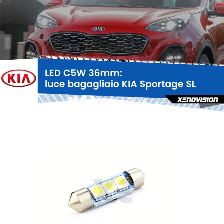 LED Luce Bagagliaio KIA Sportage SL 2010 - 2014. Una lampadina led innesto C5W 36mm canbus estremamente longeva.