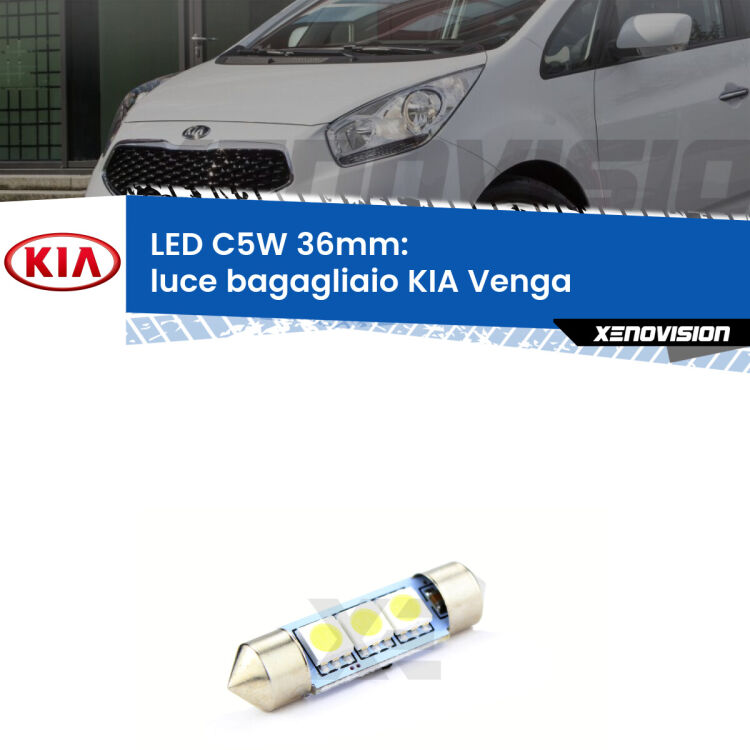 LED Luce Bagagliaio KIA Venga  2010 - 2019. Una lampadina led innesto C5W 36mm canbus estremamente longeva.