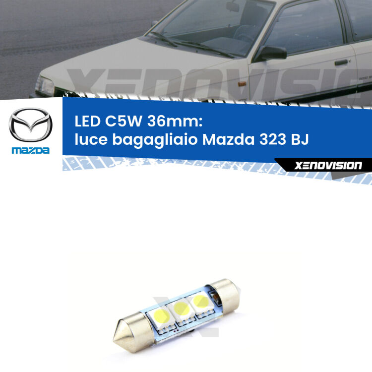 LED Luce Bagagliaio Mazda 323 BJ 1998 - 2004. Una lampadina led innesto C5W 36mm canbus estremamente longeva.