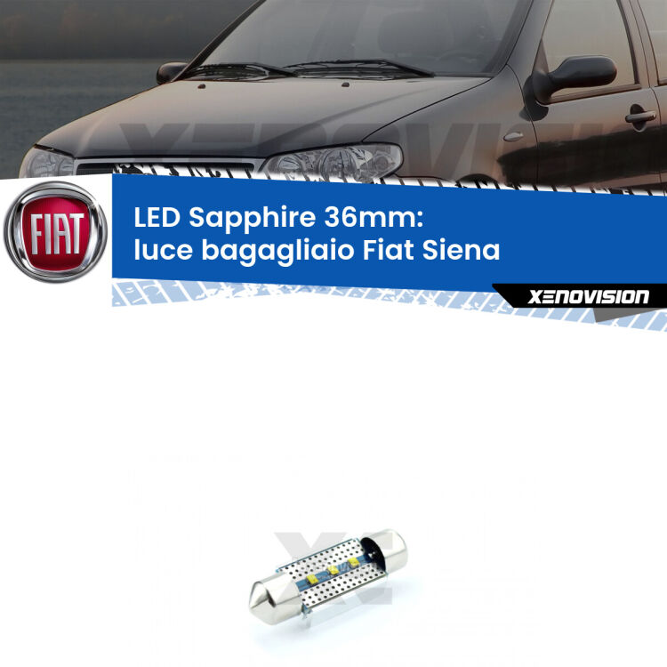 <strong>LED luce bagagliaio 36mm per Fiat Siena</strong>  1996 - 2012. Lampade <strong>c5W</strong> modello Sapphire Xenovision con chip led Philips.